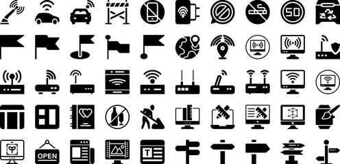 Sign Icon Set Isolated Silhouette Solid Icons With Sign, Vector, Illustration, Set, Symbol, Business, Icon Infographic Simple Vector Illustration