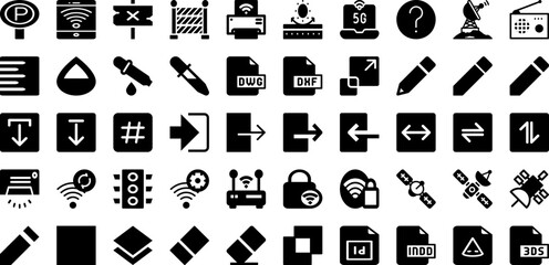 Sign Icon Set Isolated Silhouette Solid Icons With Set, Vector, Symbol, Illustration, Sign, Icon, Business Infographic Simple Vector Illustration