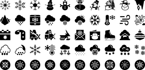 Snow Icon Set Isolated Silhouette Solid Icons With Weather, Symbol, Snow, Winter, Icon, Vector, Cold Infographic Simple Vector Illustration