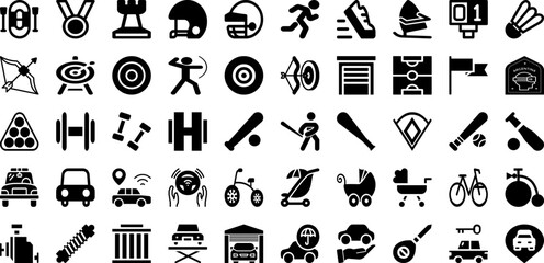 Sport Icon Set Isolated Silhouette Solid Icons With Football, Set, Vector, Tennis, Symbol, Icon, Sport Infographic Simple Vector Illustration