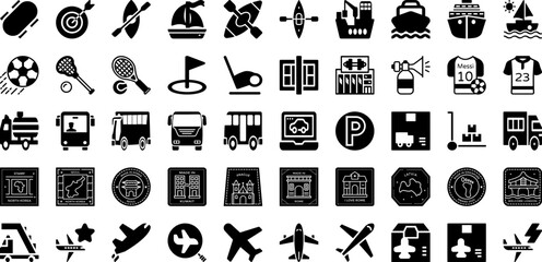 Sport Icon Set Isolated Silhouette Solid Icons With Symbol, Sport, Football, Tennis, Icon, Vector, Set Infographic Simple Vector Illustration