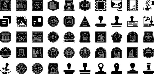 Stamp Icon Set Isolated Silhouette Solid Icons With Quality, Symbol, Seal, Stamp, Vector, Sign, Icon Infographic Simple Vector Illustration