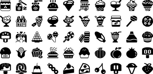 Sweet Icon Set Isolated Silhouette Solid Icons With Sweet, Food, Vector, Set, Dessert, Icon, Symbol Infographic Simple Vector Illustration