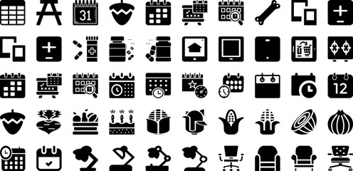 Table Icon Set Isolated Silhouette Solid Icons With Table, Vector, Room, Design, Symbol, Office, Icon Infographic Simple Vector Illustration