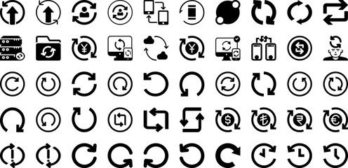 Sync Icon Set Isolated Silhouette Solid Icons With Symbol, Sync, Icon, Technology, Internet, Sign, Data Infographic Simple Vector Illustration