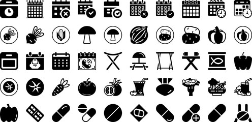 Table Icon Set Isolated Silhouette Solid Icons With Room, Icon, Vector, Symbol, Table, Design, Office Infographic Simple Vector Illustration
