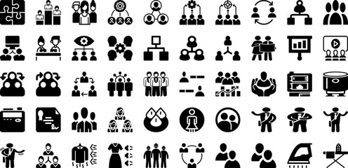 Team Icon Set Isolated Silhouette Solid Icons With Icon, Business, Team, Teamwork, People, Vector, Line Infographic Simple Vector Illustration