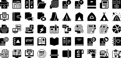 Tent Icon Set Isolated Silhouette Solid Icons With Tourism, Tent, Vacation, Set, Sign, Travel, Icon Infographic Simple Vector Illustration