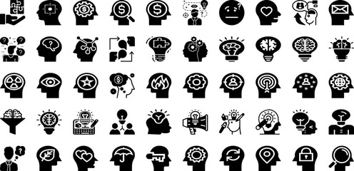 Think Icon Set Isolated Silhouette Solid Icons With Idea, Line, Think, Business, Icon, Symbol, Vector Infographic Simple Vector Illustration