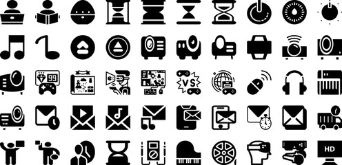 Time Icon Set Isolated Silhouette Solid Icons With Watch, Hour, Icon, Symbol, Clock, Graphic, Time Infographic Simple Vector Illustration