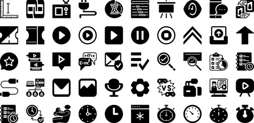 Time Icon Set Isolated Silhouette Solid Icons With Watch, Icon, Time, Graphic, Clock, Hour, Symbol Infographic Simple Vector Illustration