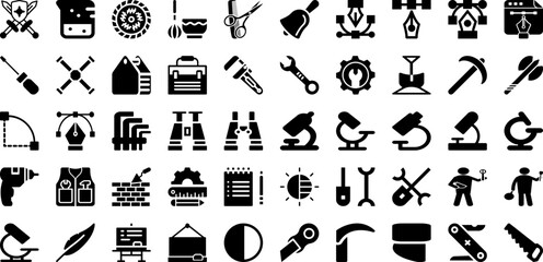 Tool Icon Set Isolated Silhouette Solid Icons With Vector, Spanner, Icon, Work, Wrench, Tool, Repair Infographic Simple Vector Illustration