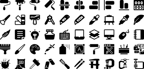 Tool Icon Set Isolated Silhouette Solid Icons With Work, Vector, Spanner, Tool, Repair, Icon, Wrench Infographic Simple Vector Illustration