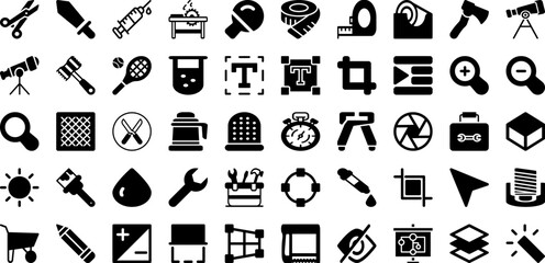 Tool Icon Set Isolated Silhouette Solid Icons With Spanner, Wrench, Vector, Repair, Tool, Icon, Work Infographic Simple Vector Illustration