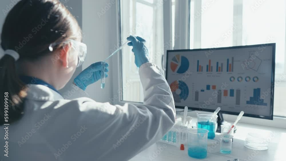 Poster The video fragment demonstrates the process of analyzing biological samples in a specialized laboratory for the purpose of diagnosing diseases and controlling health. Scientific Laboratory Medicine