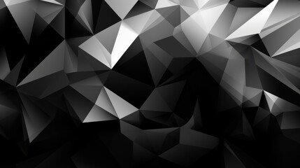 Abstract black and white polygonal style background. AI generated.