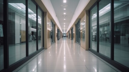 Blur shopping mall corridor. AI generated.