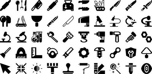 Tool Icon Set Isolated Silhouette Solid Icons With Vector, Work, Spanner, Repair, Tool, Icon, Wrench Infographic Simple Vector Illustration