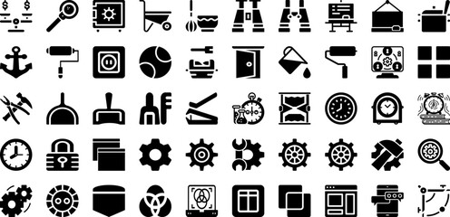 Tools Icon Set Isolated Silhouette Solid Icons With Repair, Spanner, Vector, Icon, Work, Tool, Wrench Infographic Simple Vector Illustration
