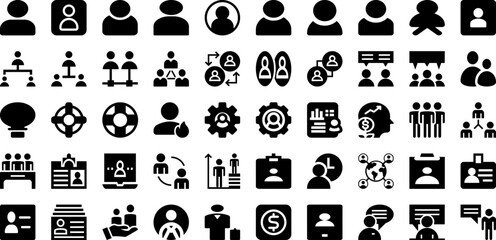 User Icon Set Isolated Silhouette Solid Icons With People, User, Business, Icon, Symbol, Web, Vector Infographic Simple Vector Illustration