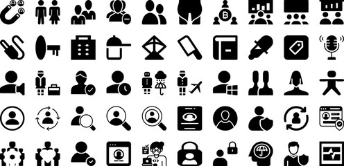 User Icon Set Isolated Silhouette Solid Icons With Symbol, Icon, People, Web, Vector, User, Business Infographic Simple Vector Illustration