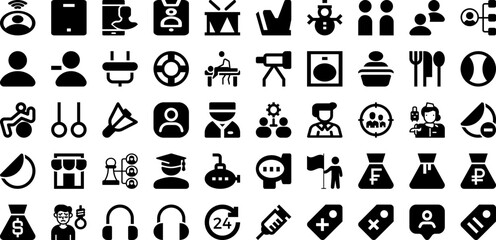 User Icon Set Isolated Silhouette Solid Icons With People, Vector, Business, Web, Symbol, Icon, User Infographic Simple Vector Illustration
