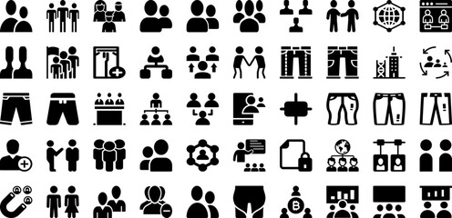 Users Icon Set Isolated Silhouette Solid Icons With Vector, Symbol, Business, Web, User, People, Icon Infographic Simple Vector Illustration