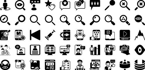 View Icon Set Isolated Silhouette Solid Icons With Outline, Web, Icon, View, Vector, Symbol, Sign Infographic Simple Vector Illustration