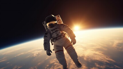 Astronaut floating in the limitless. In space. AI generated