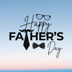 Vector Father's Day composition combination of bow tie mustache and glasses cool square social media post