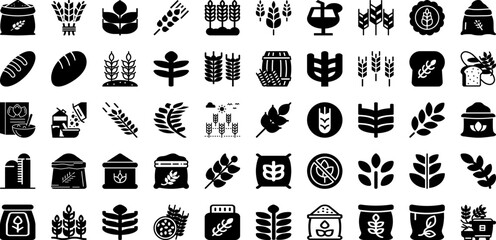 Fototapeta na wymiar Wheat Icon Set Isolated Silhouette Solid Icons With Wheat, Food, Organic, Illustration, Grain, Icon, Symbol Infographic Simple Vector Illustration