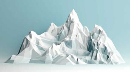 Beautiful mountain peak white low poly illustration. AI generated.