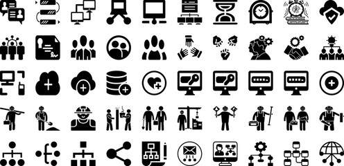 Work Icon Set Isolated Silhouette Solid Icons With Teamwork, Icon, Work, Business, People, Vector, Line Infographic Simple Vector Illustration