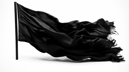 Black flag on white background. AI generated.