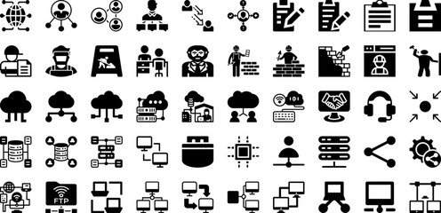 Work Icon Set Isolated Silhouette Solid Icons With Line, Icon, Work, People, Vector, Business, Teamwork Infographic Simple Vector Illustration