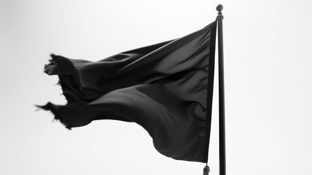 Black Flag Waving On The Sky Isolated Stock Photo - Download Image Now - Black  Flag, Flag, Blank - iStock