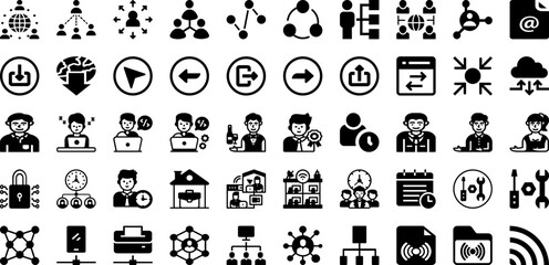 Work Icon Set Isolated Silhouette Solid Icons With Line, Business, Vector, Icon, Teamwork, Work, People Infographic Simple Vector Illustration