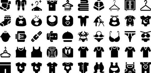 Cloth Icon Set Isolated Silhouette Solid Icons With Set, Sign, Line, Clothes, Vector, Clothing, Icon Infographic Simple Vector Illustration