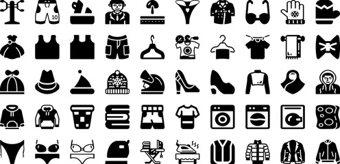 Cloth Icon Set Isolated Silhouette Solid Icons With Set, Vector, Clothing, Sign, Line, Icon, Clothes Infographic Simple Vector Illustration
