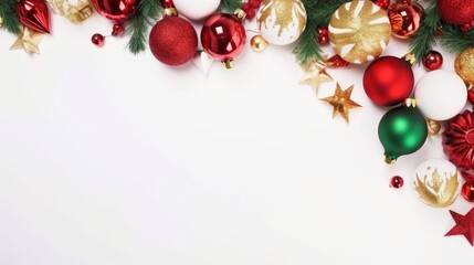 Christmas Decoration. Holiday Decorations Isolated on White Background. Border design AI generated