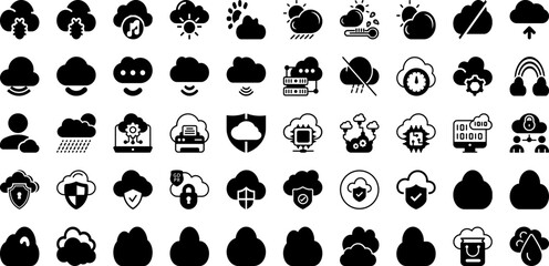 Cloud Icon Set Isolated Silhouette Solid Icons With Cloud, Symbol, Technology, Icon, Internet, Web, Vector Infographic Simple Vector Illustration