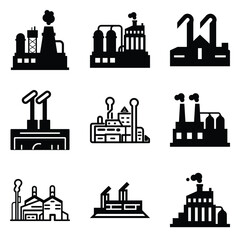 Fototapeta premium Factory Flat Icon Set Isolated On White Background