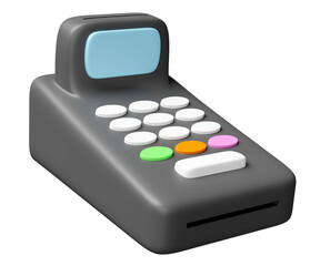 3d payment machine or pos terminal float icon isolated. 3d render illustration