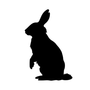 Cute easter rabbit silhouette vector isolated on white hunter	
