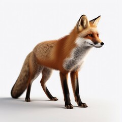 Fototapeta premium fox, animal, red fox, red, wildlife, mammal, vulpes vulpes, wild, fur, isolated, white, nature, white background, young, standing, isolated on white, wild animal, snow, vulpes, furry, studio shot, cub