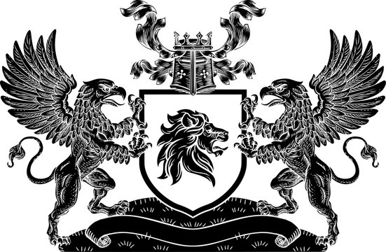 Crest Lion Griffin or Griffon Coat of Arms Shield
