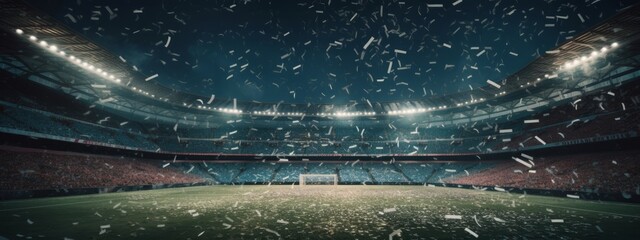 Fototapeta picture of Big soccer stadium generative AI obraz