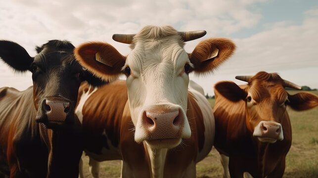 photo of cow family taking a selfie generative AI