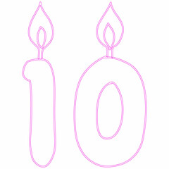 Number 10 with candles for the holiday.