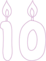 Number 10 with candles for the holiday.